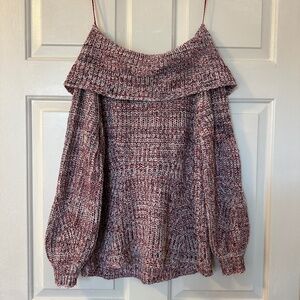 American Rag Womens Knit Sweater Off The Shoulder Cowl Neck Balloon Sleeve Small